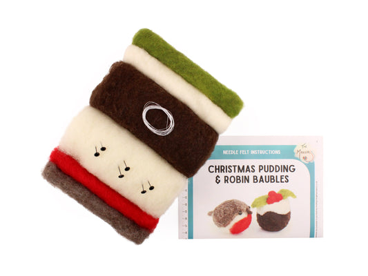 Christmas Pudding and Robin Bauble Pack - makes 6 tree decorations - The Makerss