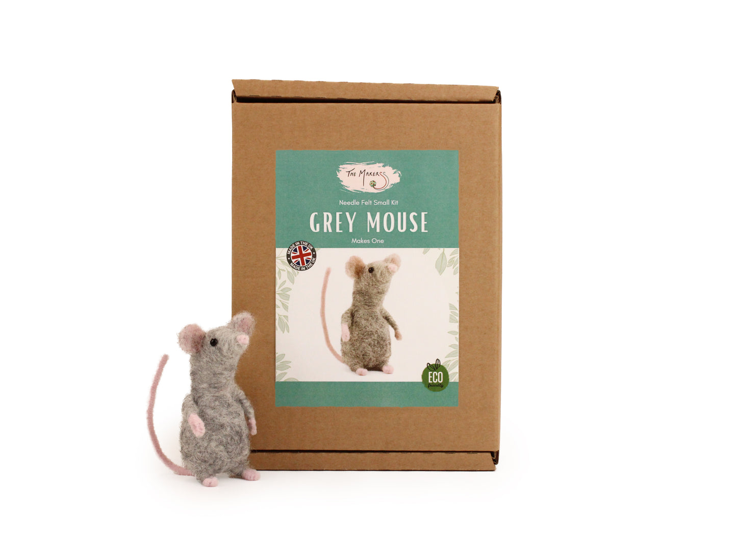 Grey Mouse Small Needle Felt Kit - ready for character accessories - The Makerss