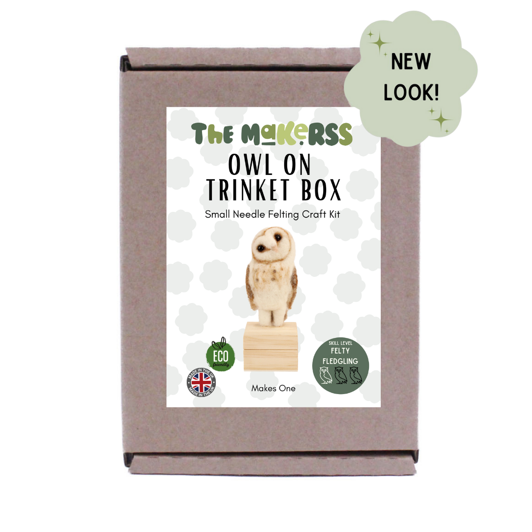 New! Owl on Trinket Box Small Needle Felt Kit - The Makerss