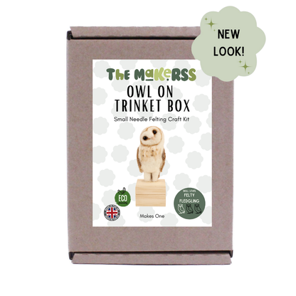 New! Owl on Trinket Box Small Needle Felt Kit - The Makerss