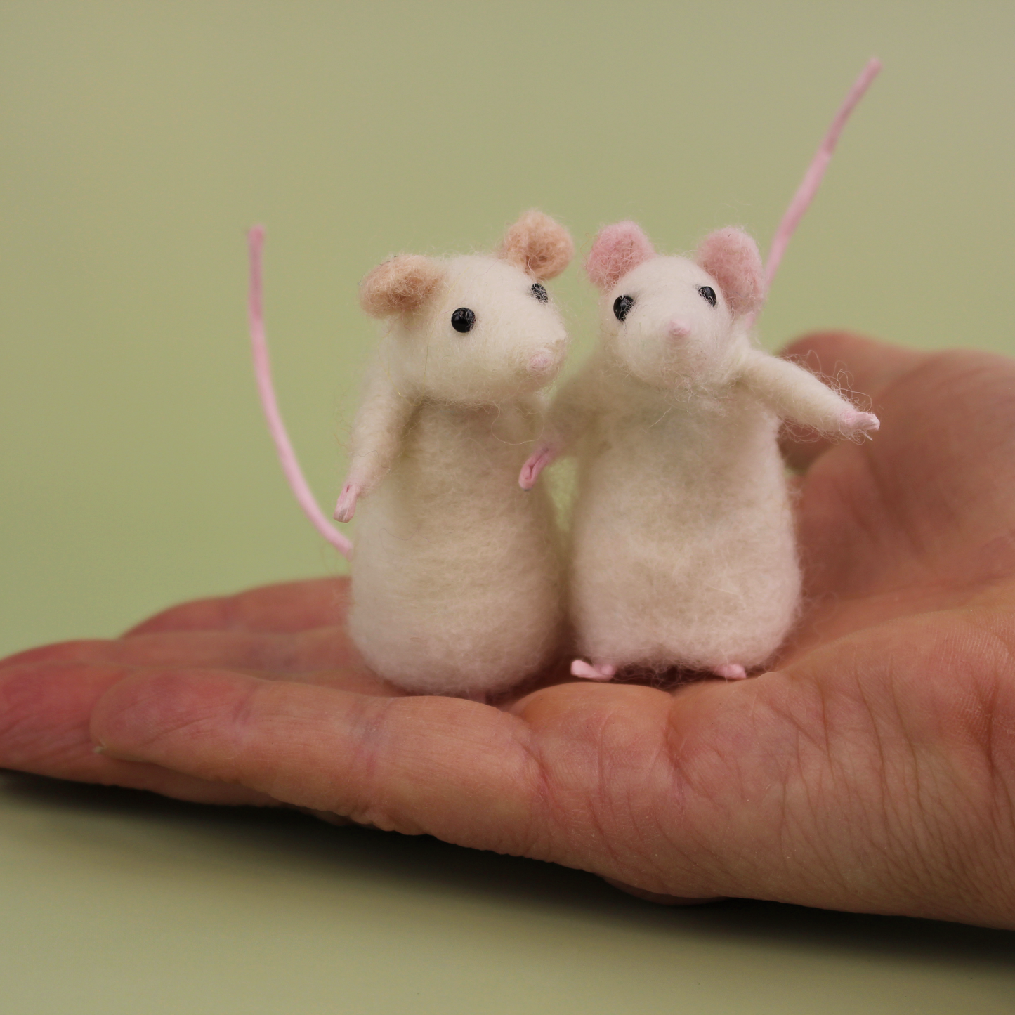 White Pose-able Mouseling Small Needle Felt Kit - makes two - The Makerss