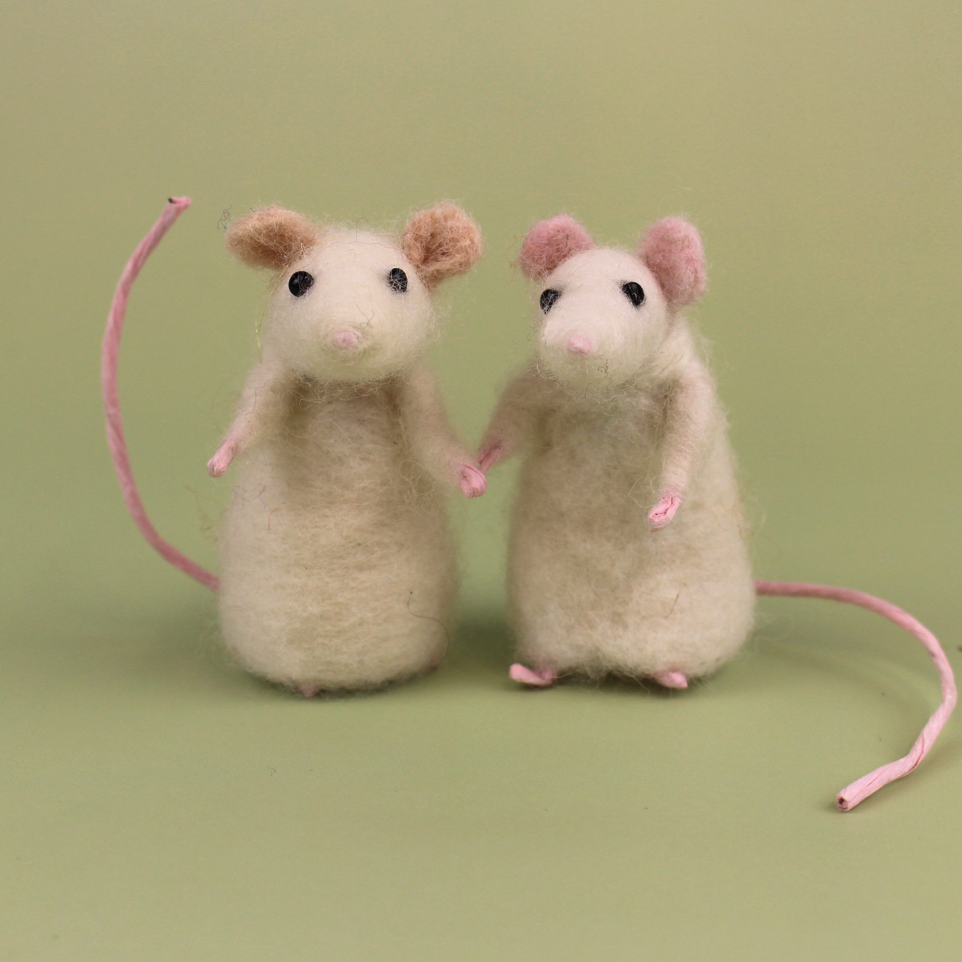 White Pose-able Mouseling Small Needle Felt Kit - makes two - The Makerss