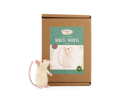 White Mouse Small Needle Felt Kit - ready for character accessories - The Makerss